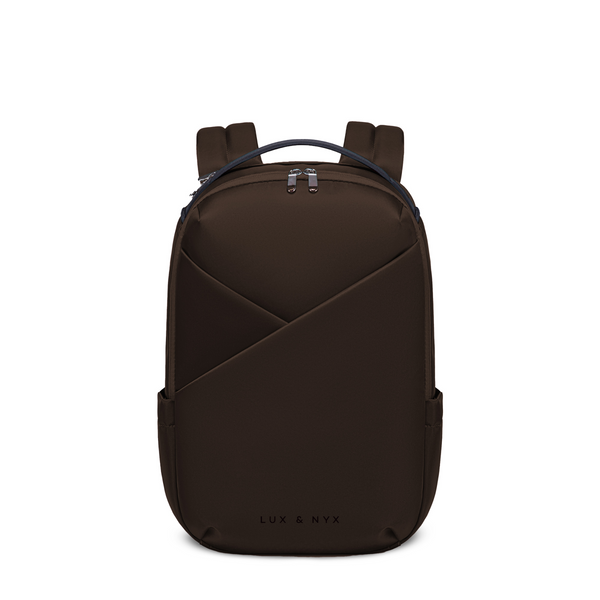 Lux & Nyx Origami Backpack - 16" Laptop Backpack With Trolley Strap - Espresso - Backpack Front View