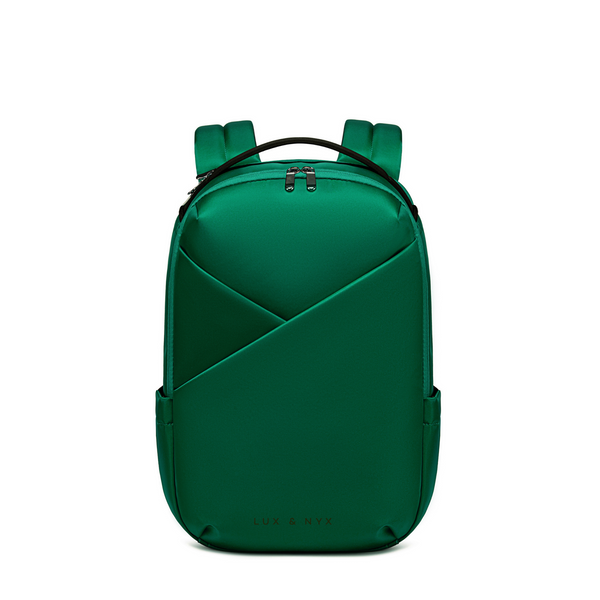 Lux & Nyx Origami Backpack - 16" Laptop Backpack With Trolley Strap - Forest Green - Backpack Front View