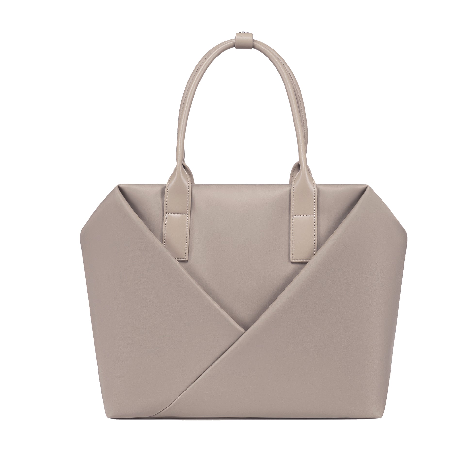 Lux & Nyx Large Origami Tote Ultra Matte - 15" Laptop Tote With Luggage Sleeve - Champagne - Front View