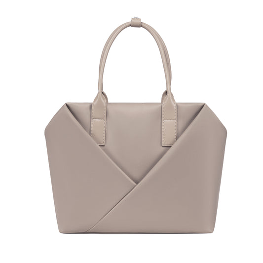 Lux & Nyx Large Origami Tote Ultra Matte - 15" Laptop Tote With Luggage Sleeve - Champagne - Front View