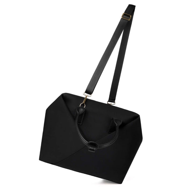 Lux & Nyx Large Origami Tote Ultra Matte - 15" Laptop Tote With Luggage Sleeve - Black + Gold Hardware - Tote With Detachable Crossbody Strap