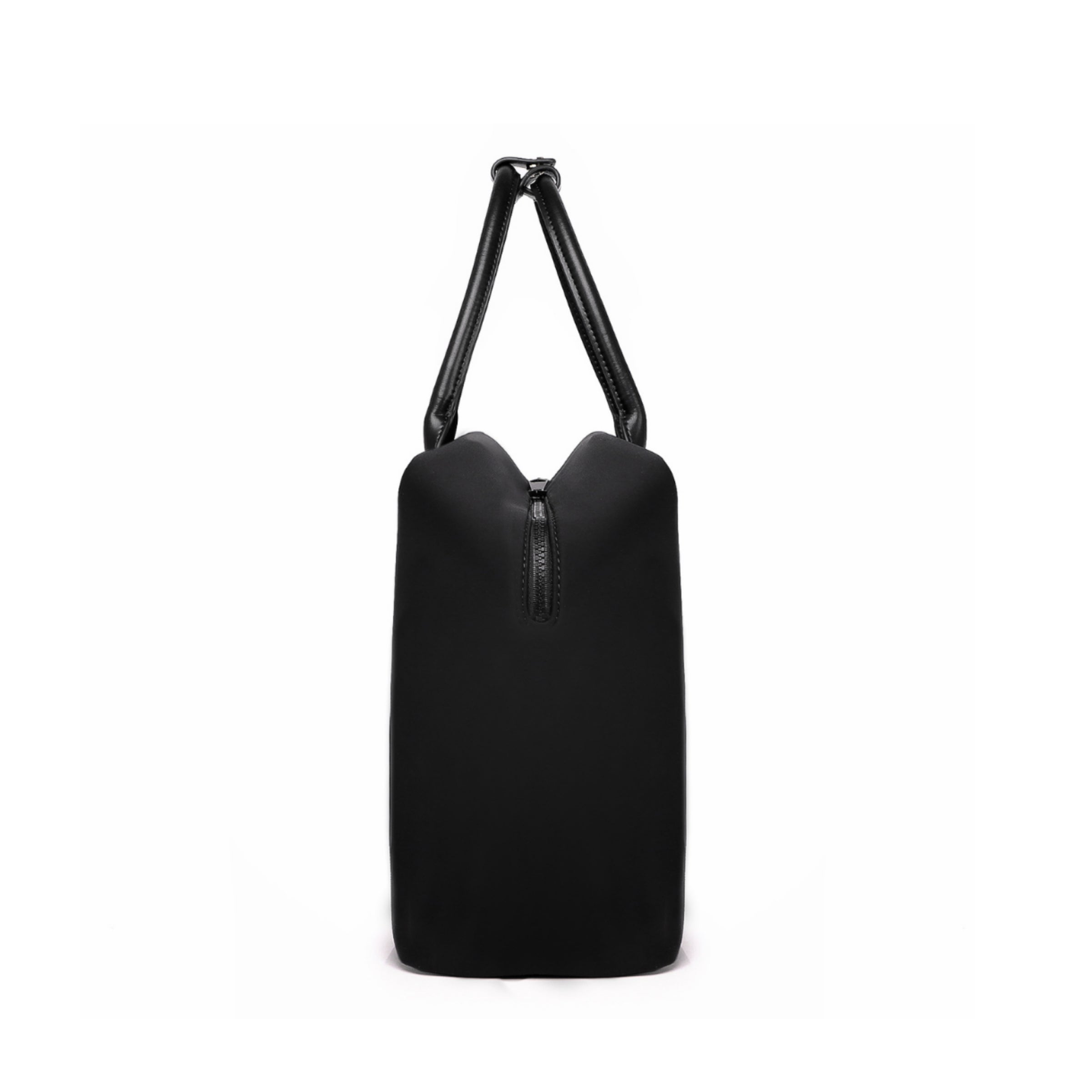 Lux & Nyx Large Origami Tote Ultra Matte - 15" Laptop Tote With Luggage Sleeve - Black - Side View