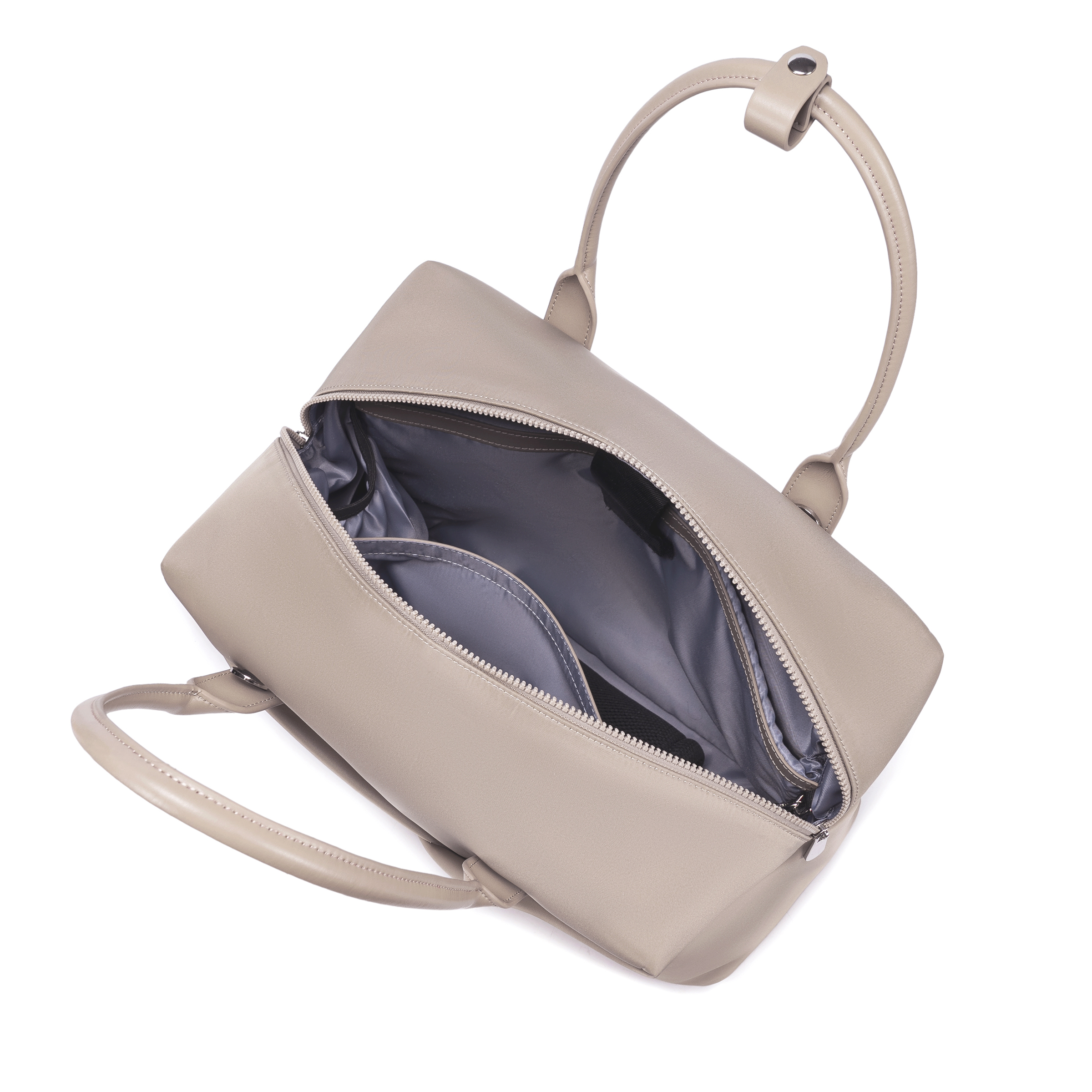 Lux & Nyx Large Origami Tote Ultra Matte - 15" Laptop Tote With Luggage Sleeve - Champagne - View of Internal Compartments