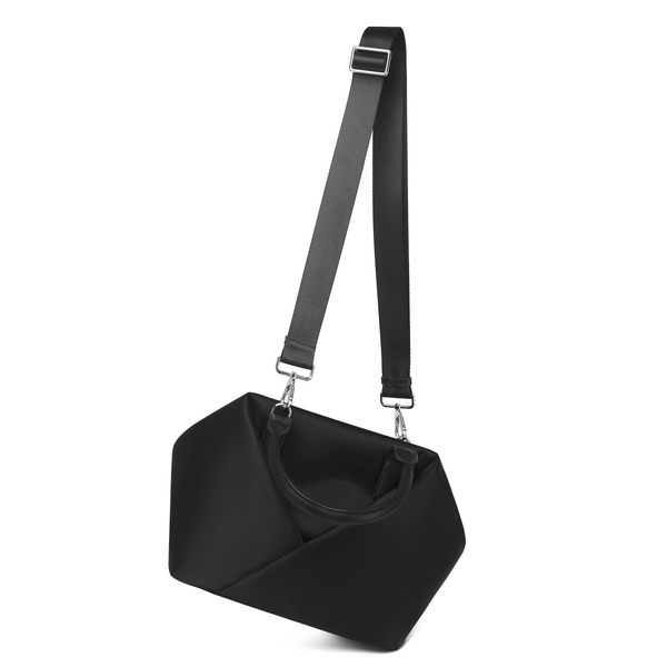 A Mid Origami handbag with specific color black with silver hardware - Front view