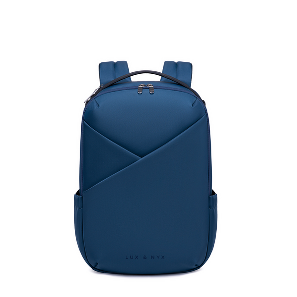 Lux & Nyx Origami Backpack - 16" Laptop Backpack With Trolley Strap - Navy - Backpack Front View