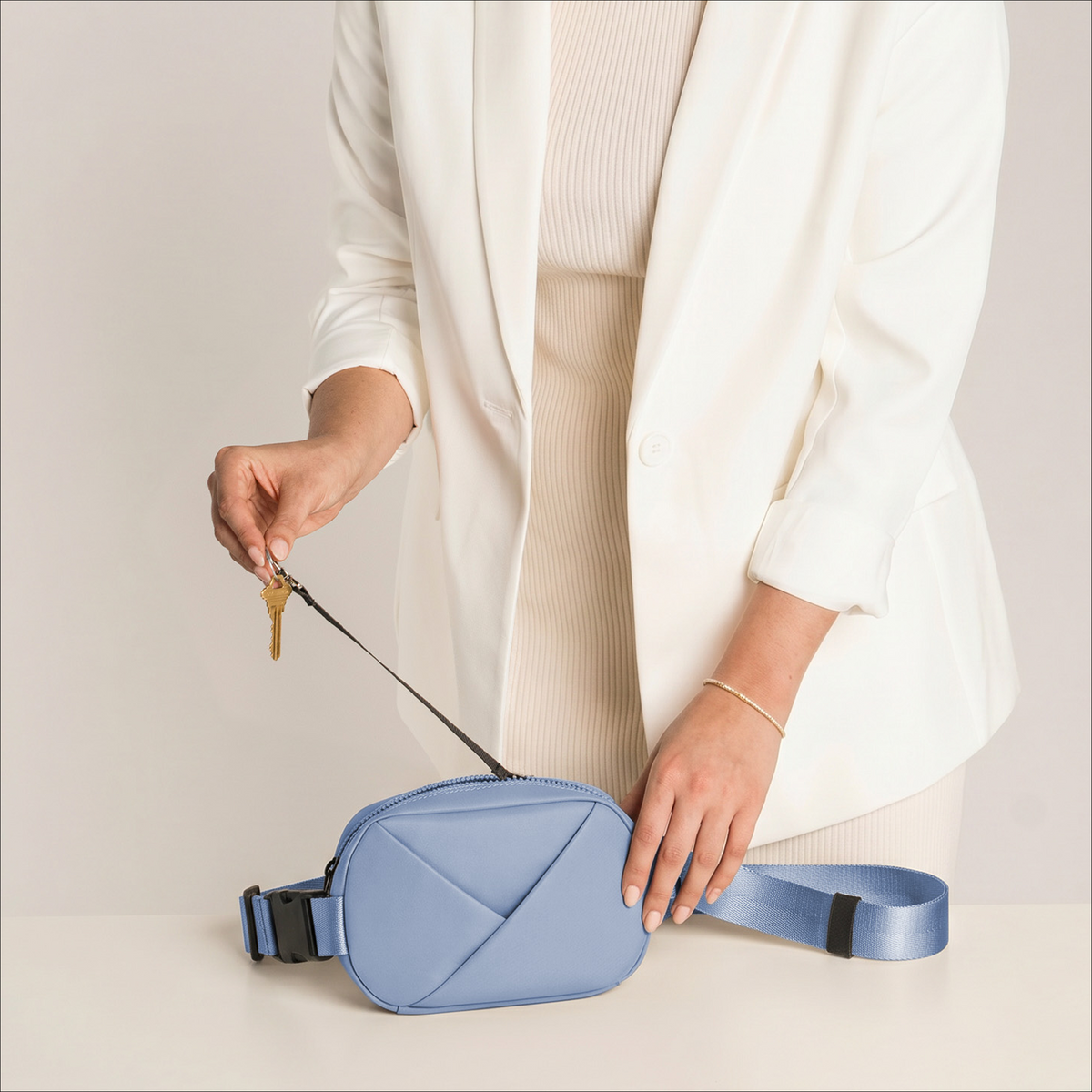 Lux & Nyx Origami Belt Bag and Sling Bag - Cashmere Blue - Packing