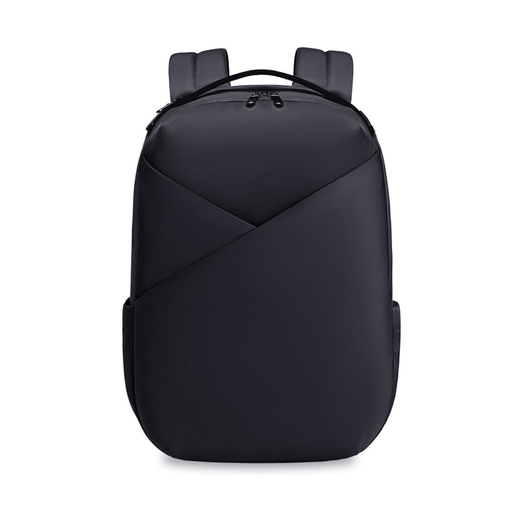 Lux & Nyx Origami Backpack - 16" Laptop Backpack With Trolley Strap - Black - Backpack Front View