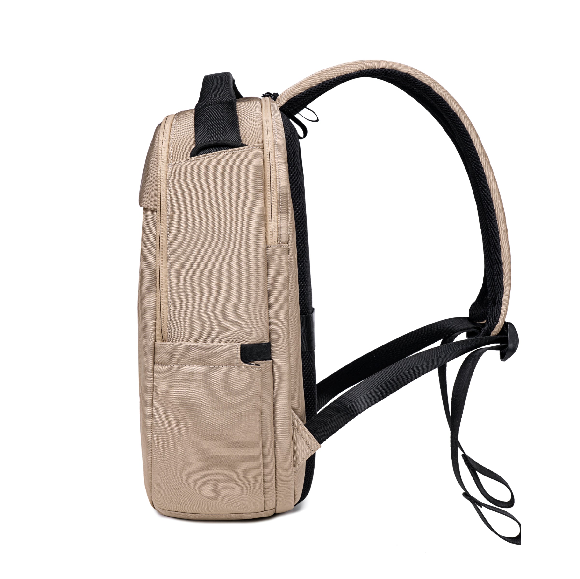 Lux & Nyx Purpose Backpack - 16" Laptop Backpack With Trolley Strap - Light Beige - Backpack Side View