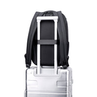 Lux & Nyx Purpose Backpack - 16" Laptop Backpack With Trolley Strap - Black - Backpack Slipped Onto Luggage Trolley