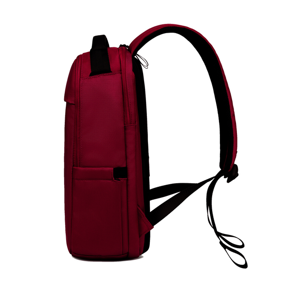 Lux & Nyx Purpose Backpack - 16" Laptop Backpack With Trolley Strap - Crimson Red - Backpack Side View