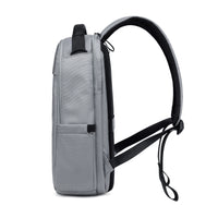 Lux & Nyx Purpose Backpack - 16" Laptop Backpack With Trolley Strap - Gray - Backpack Side View