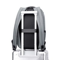 Lux & Nyx Purpose Backpack - 16" Laptop Backpack With Trolley Strap - Gray - Backpack Slipped Onto Luggage Trolley