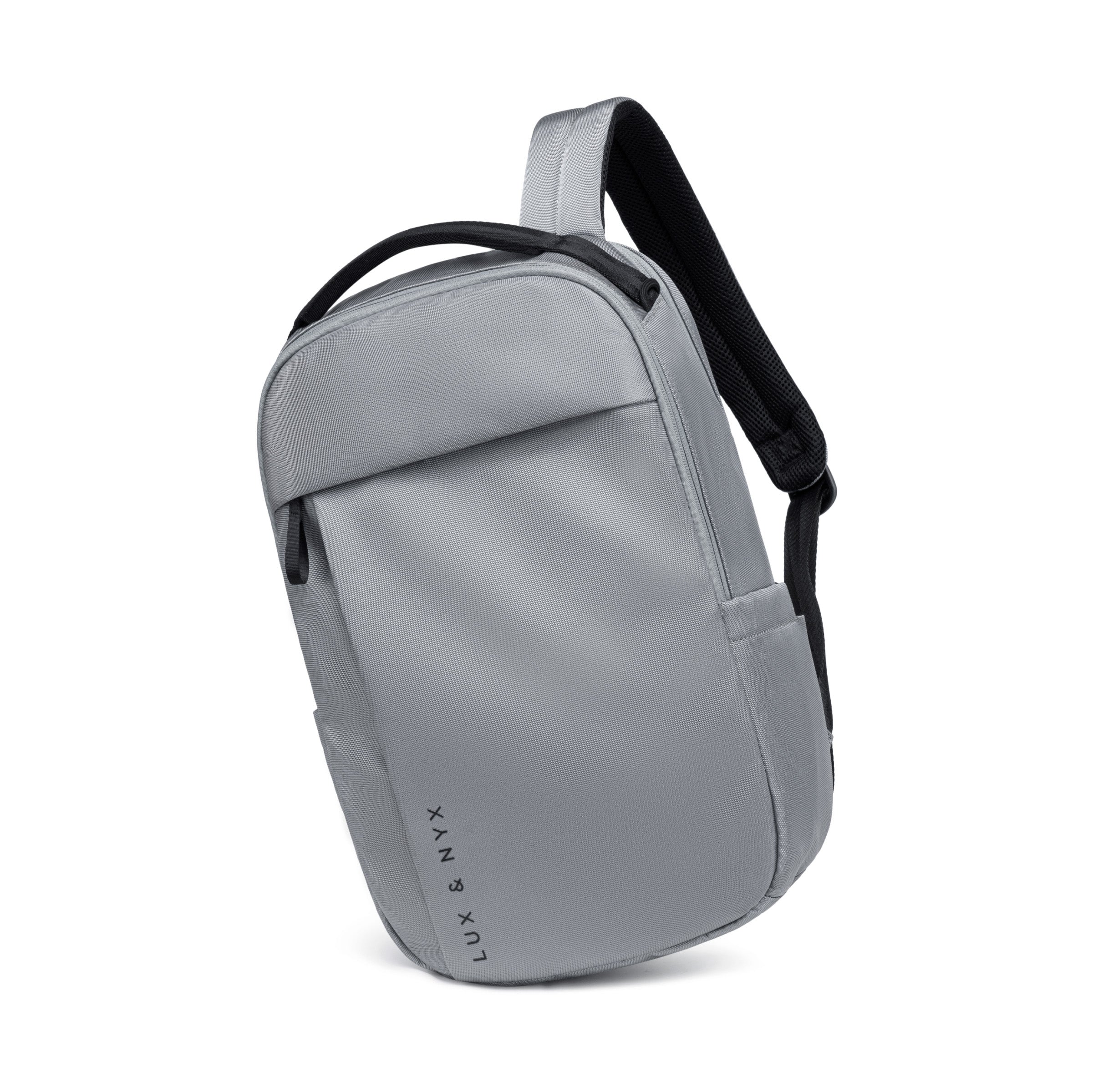 Lux & Nyx Purpose Backpack - 16" Laptop Backpack With Trolley Strap - Gray - Backpack Hanging From One of The Straps