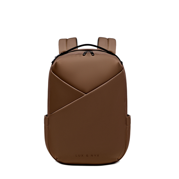 Lux & Nyx Origami Backpack - 16" Laptop Backpack With Trolley Strap - Sepia - Backpack Front View