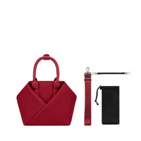 Lux & Nyx Small Origami Crossbody & Handbag Tote Ultra Matte - Crimson Red - Tote With Inclusions, Detachable Crossbody Strap, Water Bottle Holder Pouch, Key Strap or Water Bottle Holder Strap, Handbag Mode