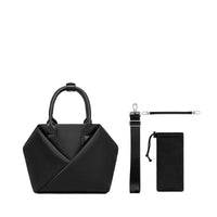 Lux & Nyx Small Origami Crossbody & Handbag Tote Ultra Matte - Black - Tote With Inclusions, Detachable Crossbody Strap, Water Bottle Holder Pouch, Key Strap or Water Bottle Holder Strap