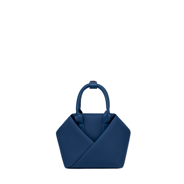 Lux & Nyx Small tote in Nacy, front view, showing the folded origami pocket and top handles.