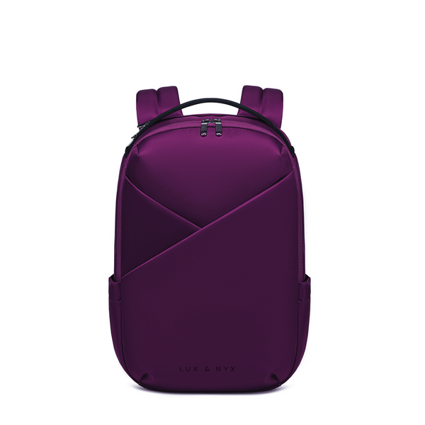 Lux & Nyx Origami Backpack - 16" Laptop Backpack With Trolley Strap - Wine - Backpack Front View