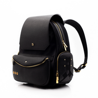 Lux & Nyx Little Zoe Backpack - 13" Laptop Backpack With Detachable 5-Way Wear Crossbody Clutch - Black - Backpack Quarter View
