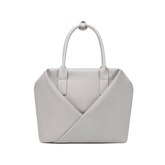 Lux & Nyx Large Origami Tote Ultra Matte - 15" Laptop Tote With Luggage Sleeve - Grey - Front View