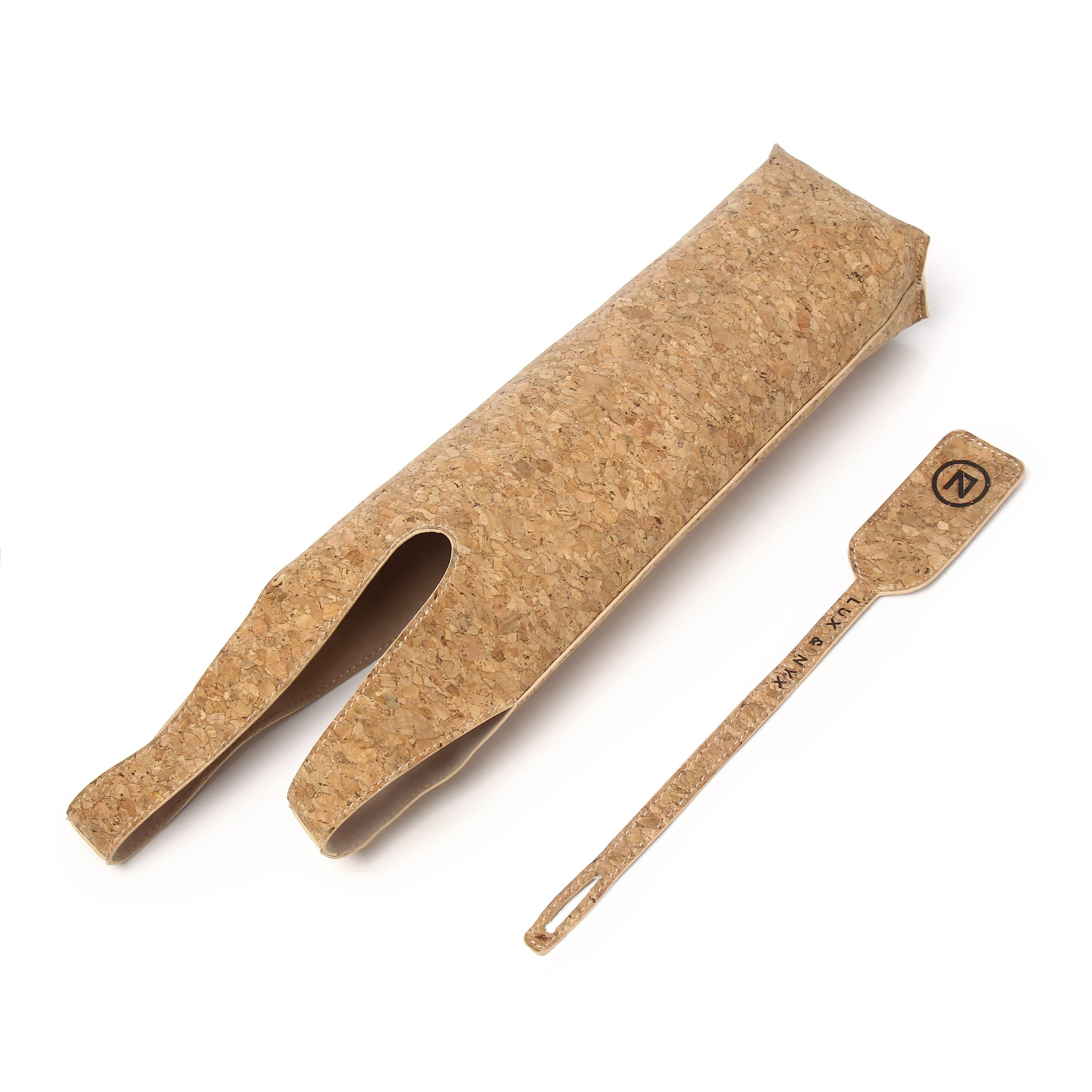 Lux & Nyx Wine Tote - Cork - Flatlay View of The Wine Tote Unkotted and The Removable Tag