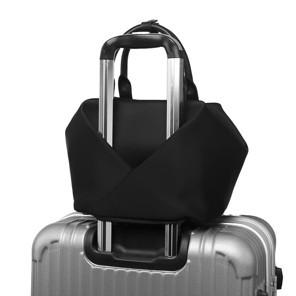 Mid Origami Black Black handbag 11 inches with specific colors black with gold hardware - with trolly