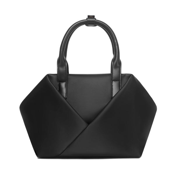 Black + Gold Hardware  MID ORIGAMI TOTE ULTRA MATTE with a geometric design 
