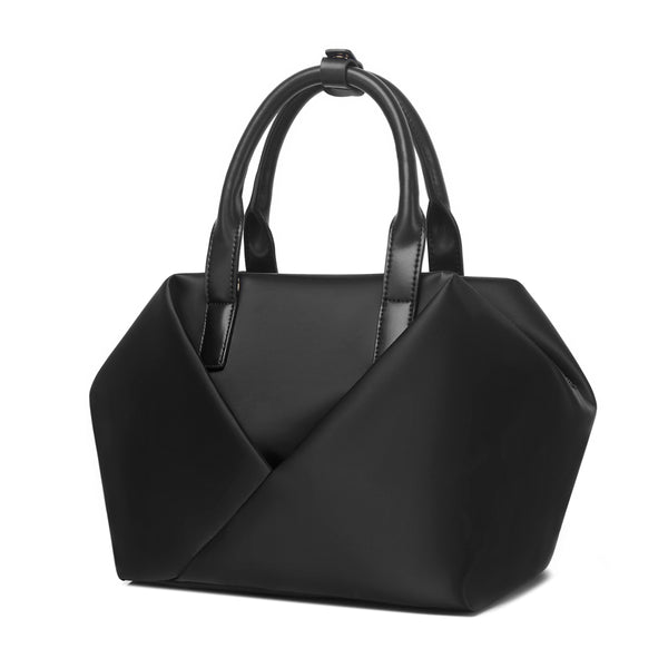 Black + Gold Hardware  MID ORIGAMI TOTE ULTRA MATTE with a geometric design with corner view image