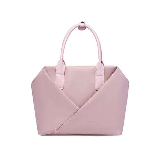 Lux & Nyx Large Origami Tote Ultra Matte - 15" Laptop Tote With Luggage Sleeve - Pink - Front View