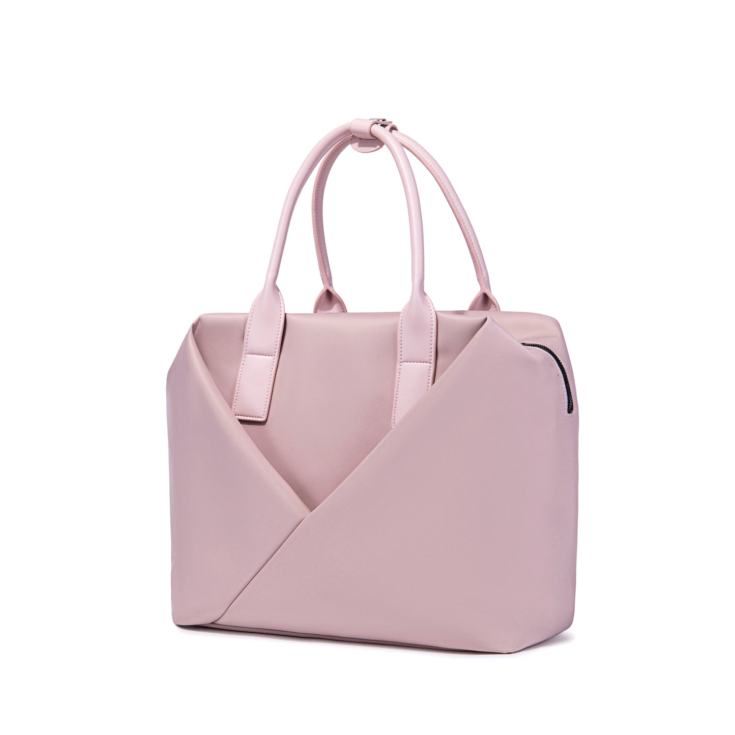 Lux & Nyx Large Origami Tote Ultra Matte - 15" Laptop Tote With Luggage Sleeve - Pink - Quarter View