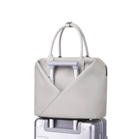 Lux & Nyx Large Origami Tote Ultra Matte - 15" Laptop Tote With Luggage Sleeve - Grey - Tote Slipped Onto Luggage Trolley