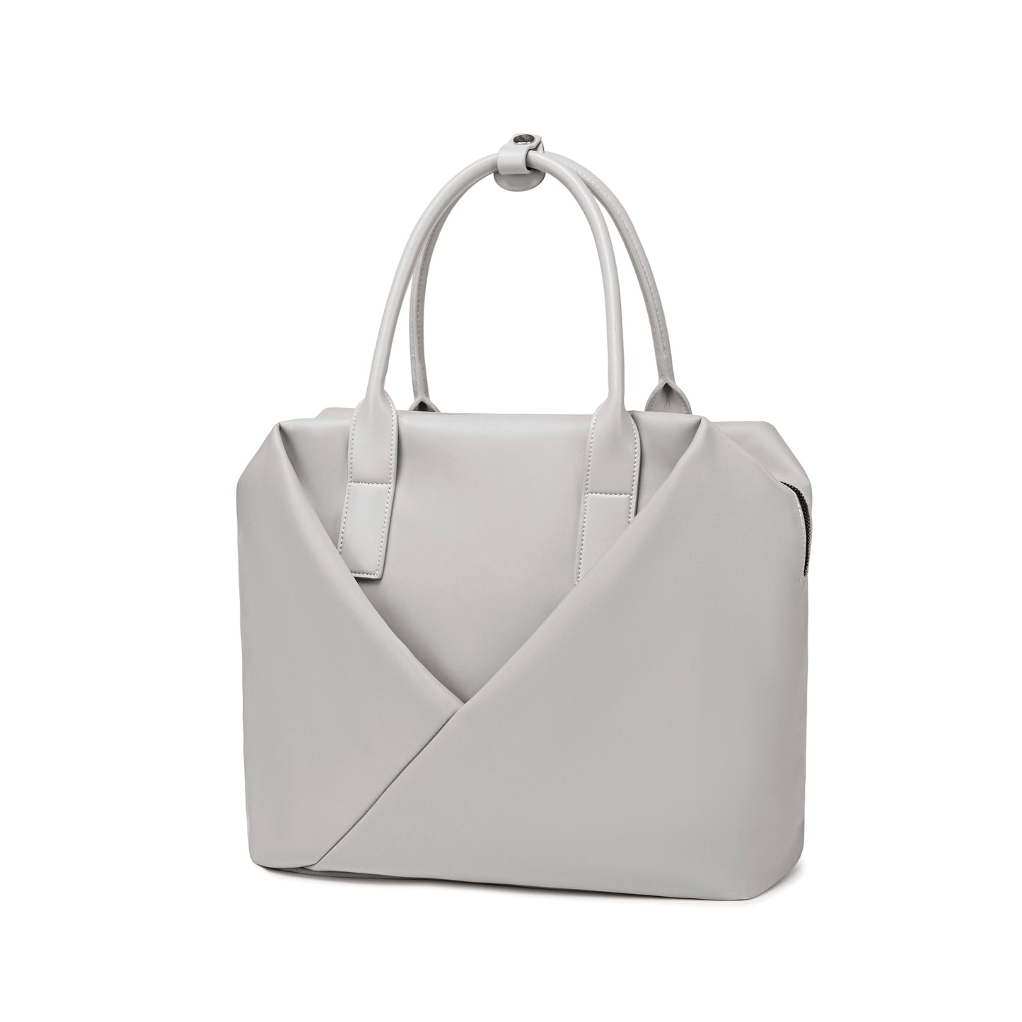 Lux & Nyx Large Origami Tote Ultra Matte - 15" Laptop Tote With Luggage Sleeve - Grey - Quarter View