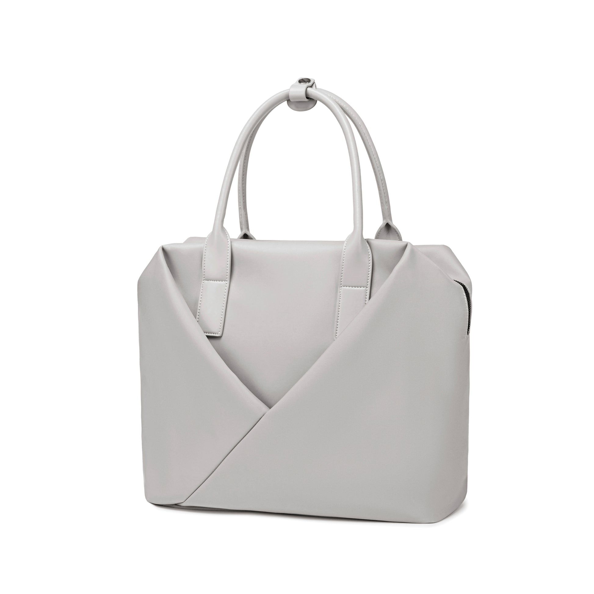 Lux & Nyx Large Origami Tote Ultra Matte - 15" Laptop Tote With Luggage Sleeve - Grey - Quarter View