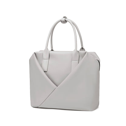 Lux & Nyx Large Origami Tote Ultra Matte - 15" Laptop Tote With Luggage Sleeve - Grey - Quarter View