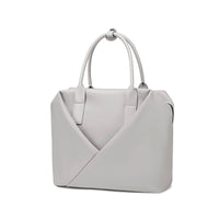 Lux & Nyx Large Origami Tote Ultra Matte - 15" Laptop Tote With Luggage Sleeve - Grey - Quarter View